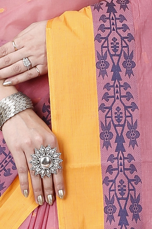 Peach Pure Cotton Apurva Tant Saree (1061)